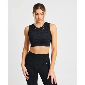 AYBL Speckle Print Sports Bra Vest Size Large Black Athletic Workout‎ Top Women'